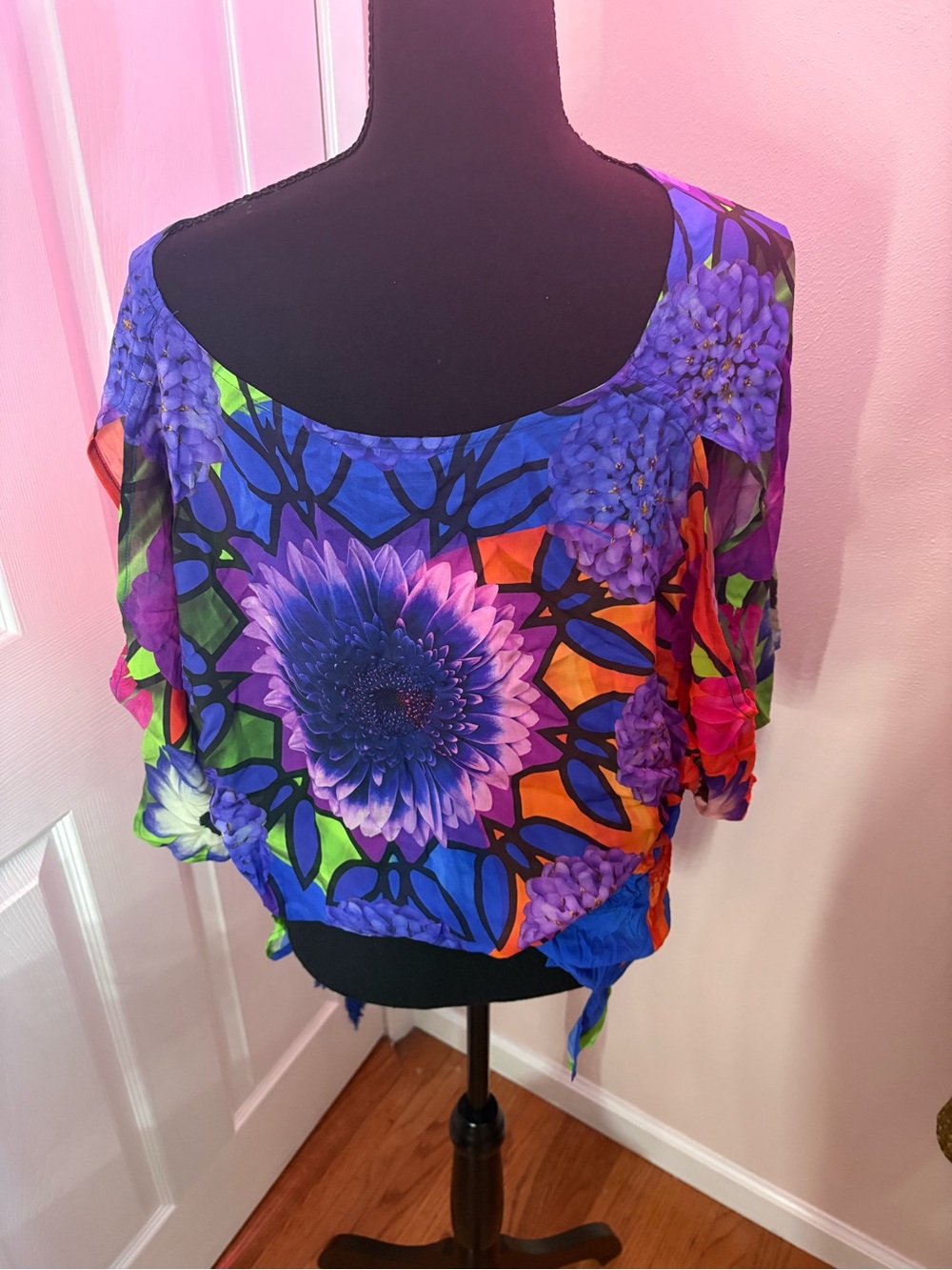 Desigual Purple Blue Floral Top - Picture 2 of 6